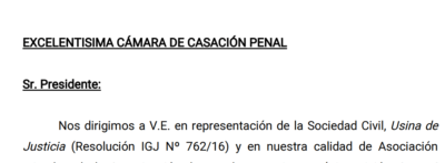 Presentación de UJ ante la Cámara de Casación Penal