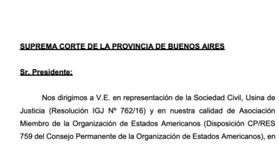 Presentación de UJ ante la Suprema Corte de la Provincia de Buenos Aires