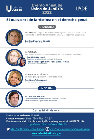 Evento de Usina de Justicia en UADE – Debate sobre el rol de la víctima en el Derecho Penal