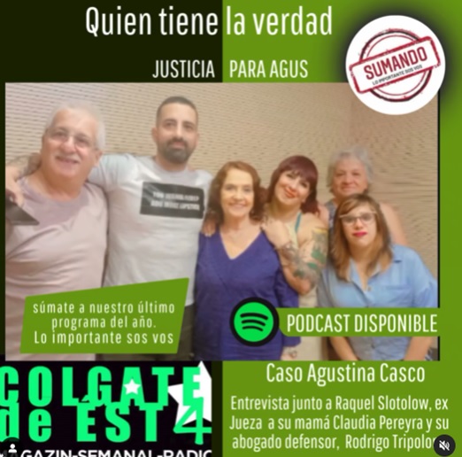 Espacio radial Sumando Radio – por Usina de Justicia – Raquel Slotolow «Quién tiene la verdad, Justicia para Agus»